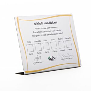 Placa de Aço Inox Escovado com base de aço inox dobrada de 4cm